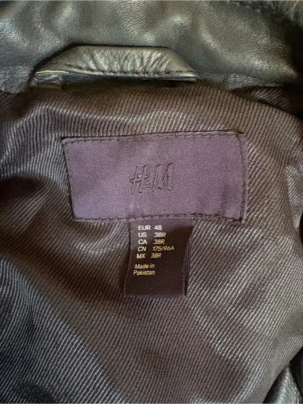 H&M Men’s Black Leather-Trim Jacket